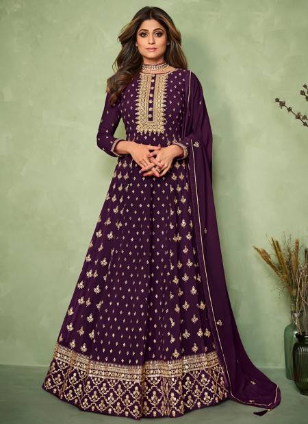 Wine Colour AASHIRWAD Heavy Wedding Wear Real Georgette Latest Designer Suit Collection 9189